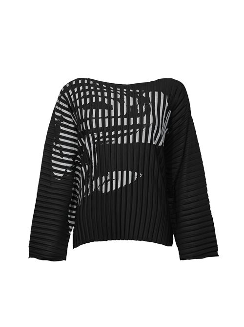 Blusa Frida in tessuto tecnico plissé con stampa Liviana Conti | F6SG42Y69-0